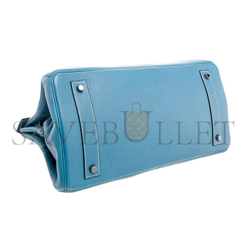 HERMES BIRKIN SHOULDER 42 BLEU JEAN CLEMENCE PALLADIUM HARDWARE (42*20*19cm)